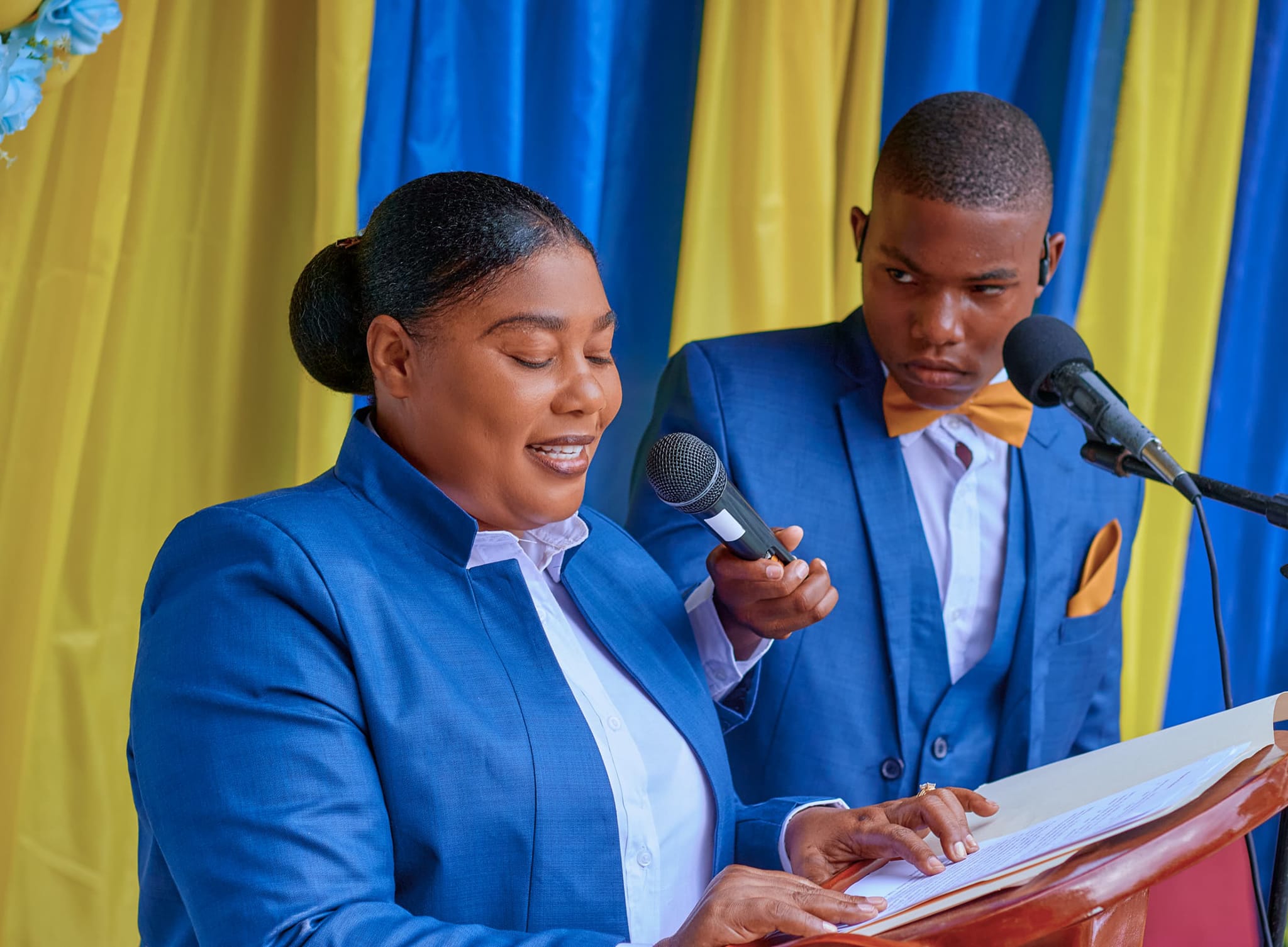 Mme Samanne Louis Laguerre, fondateur de la CCIGA, lors de la cérémonie d'inauguration